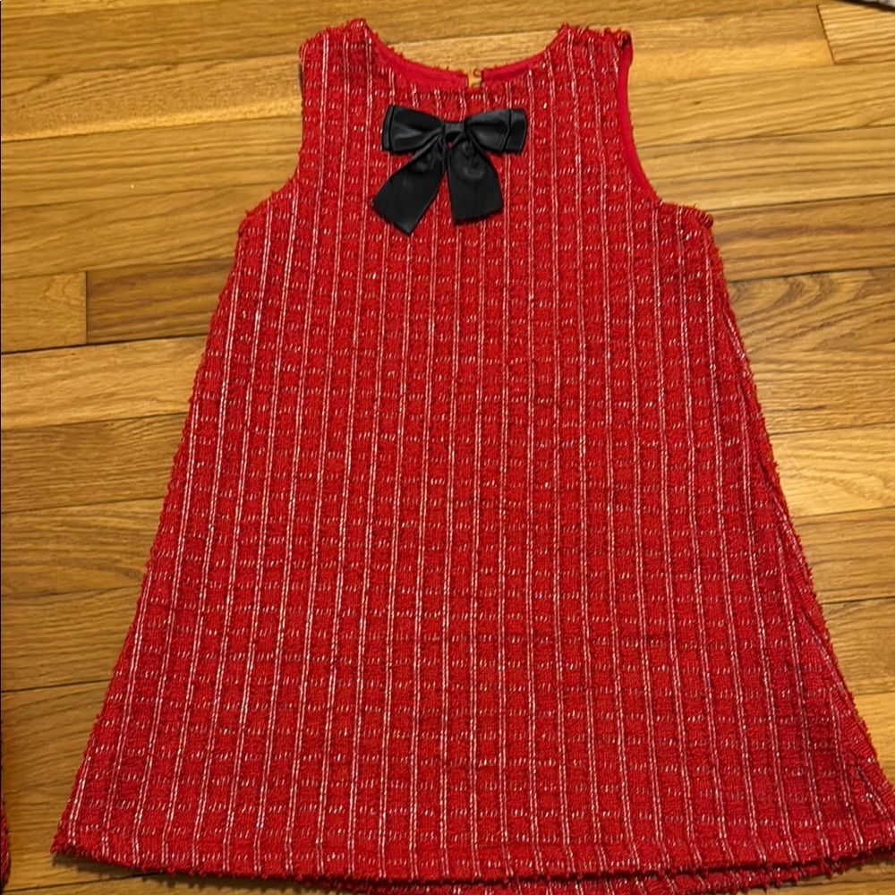 Red Sleeveless Dress with Black Bow